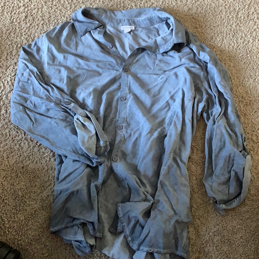 Macllyn blue (jean look) button up shirt